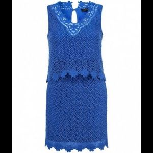 Topshop Blue Crochet Overlay Dress - 8